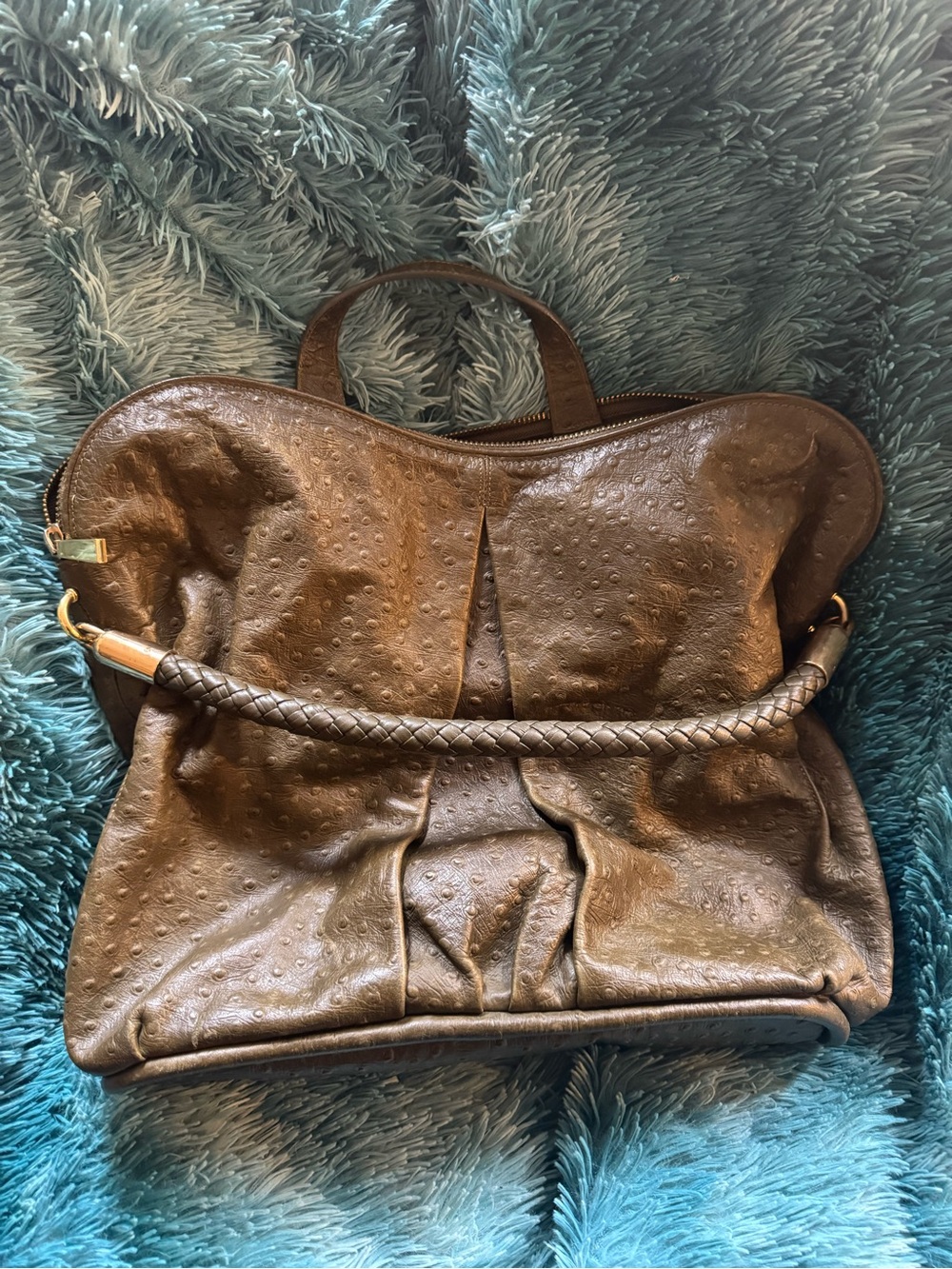 CC Skye Brown Braided-Handle Shoulder Bag